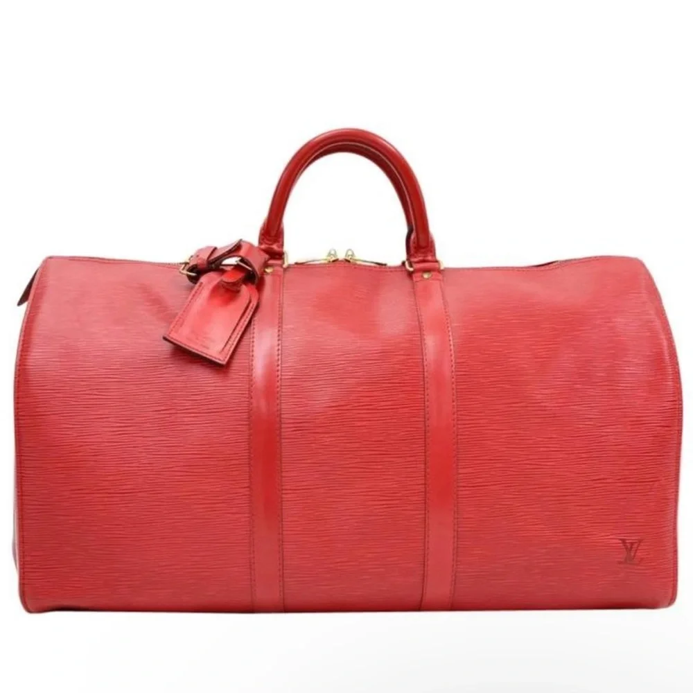 LOUIS VUITTON 'KEEPALL 60' RED EPI DUFFLE BAG - Picture 1 of 15